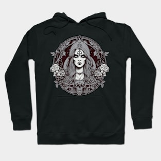 Dark Nun with her skull and Roses Hoodie